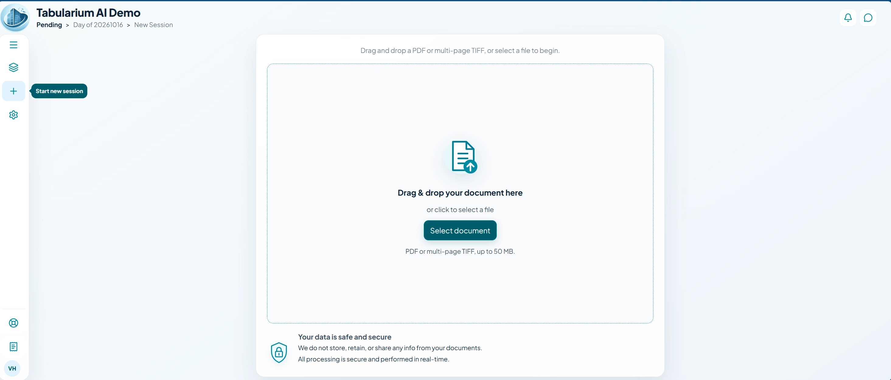 Tabularium AI Intake document selection for PDF and multi-page TIFF files