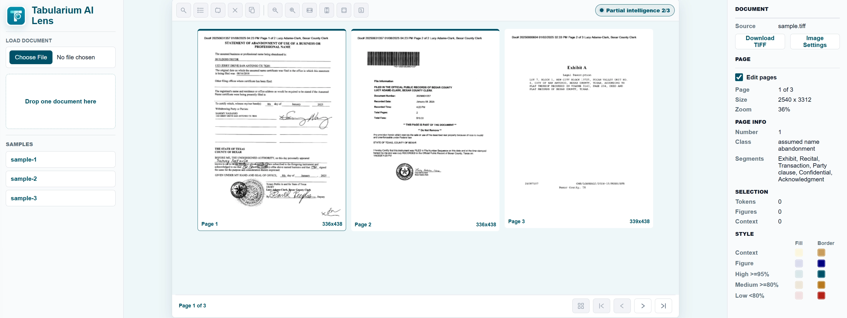 Tabularium AI Lens browser workspace